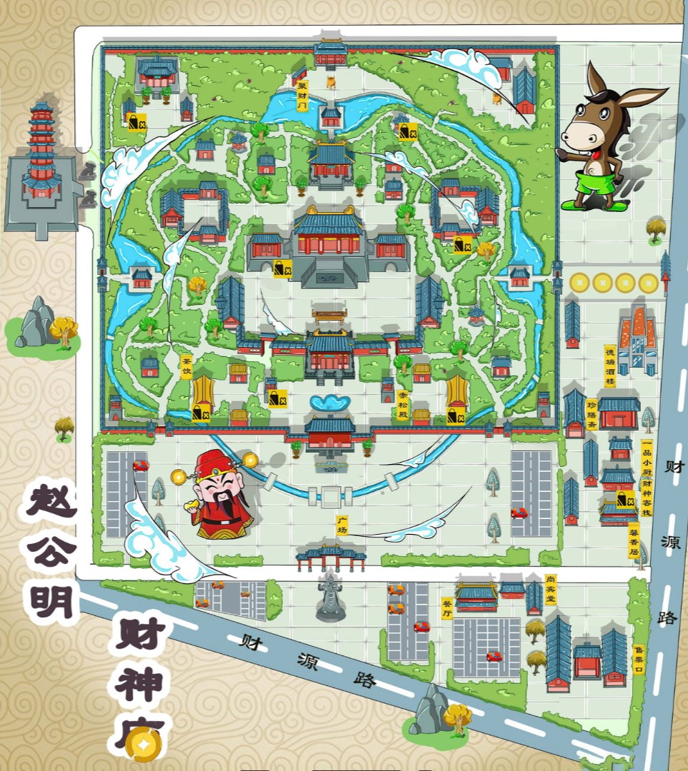 麻城寺庙类手绘地图